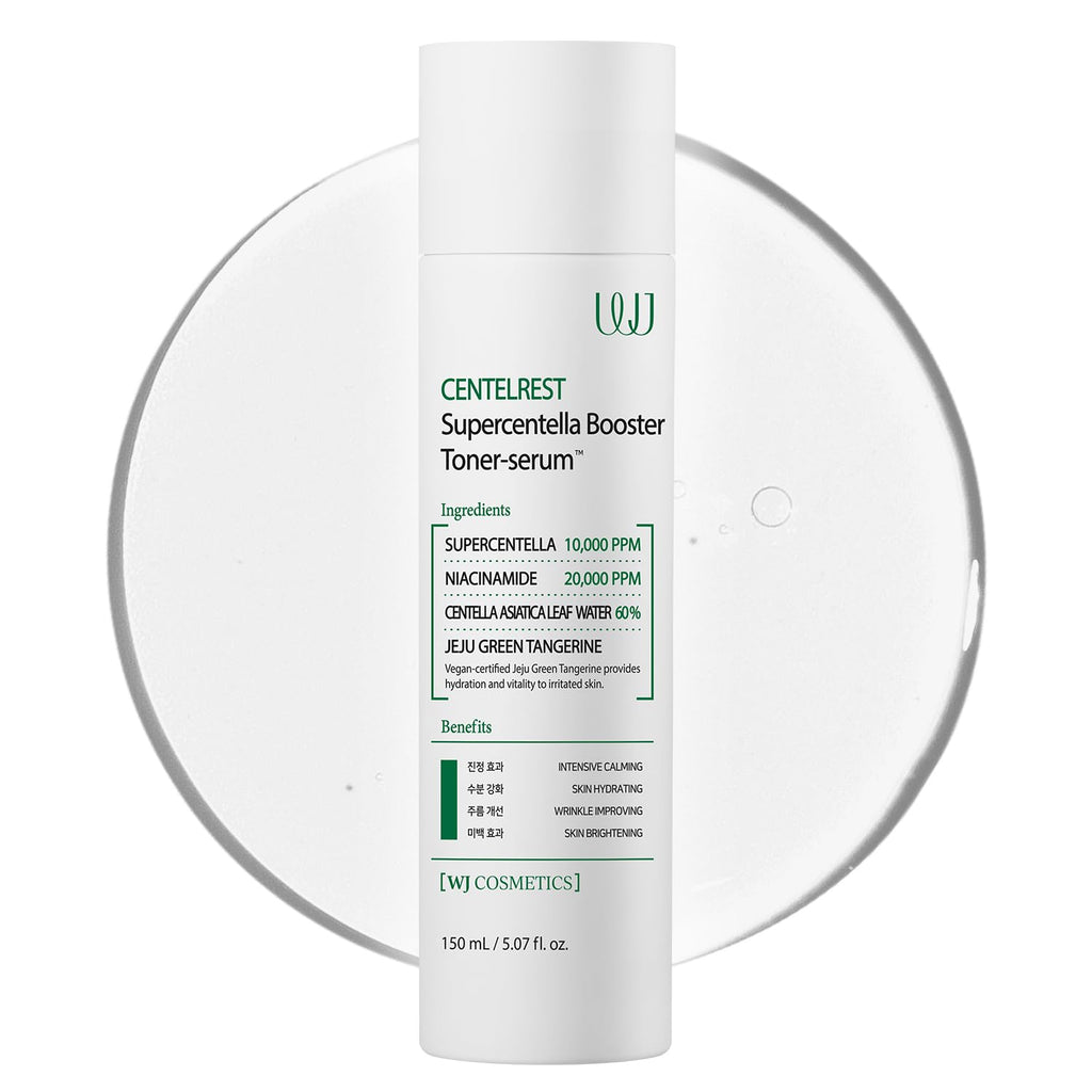 WJ Cosmetics Centelrest Supercentella Booster Toner-Serum – Calming Facial Essence – Deep Hydrating and Nourishing Serum for Dry Sensitive Skin with Niacinamide and Centella Asiatica (5.07 fl. oz)