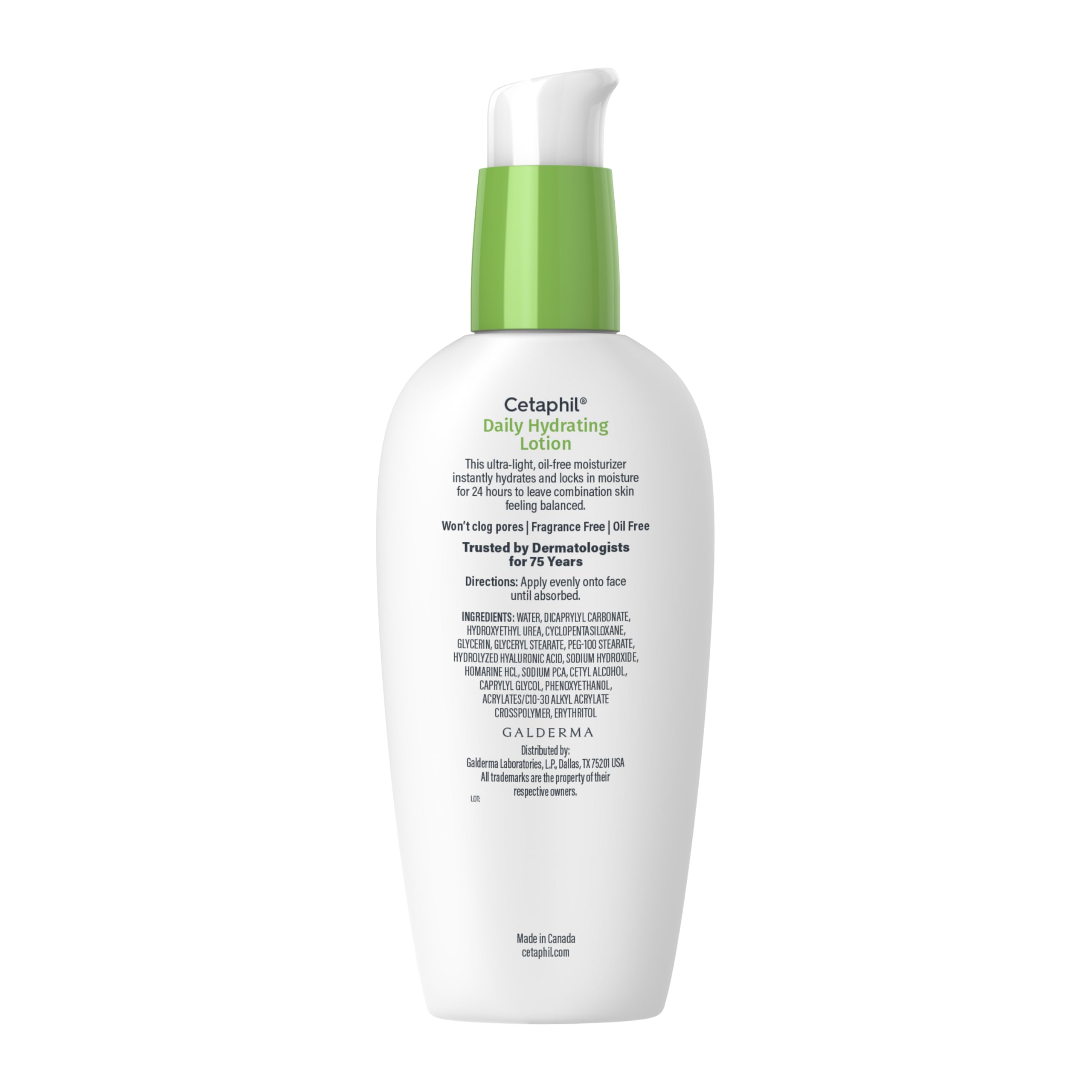 Cetaphil Daily Hydrating Lotion for Face, With Hyaluronic Acid, 3 fl oz, Lasting 24 Hour Hydration, for Combination Skin, No Added Fragrance, Non-Comedogenic, Pack of 3