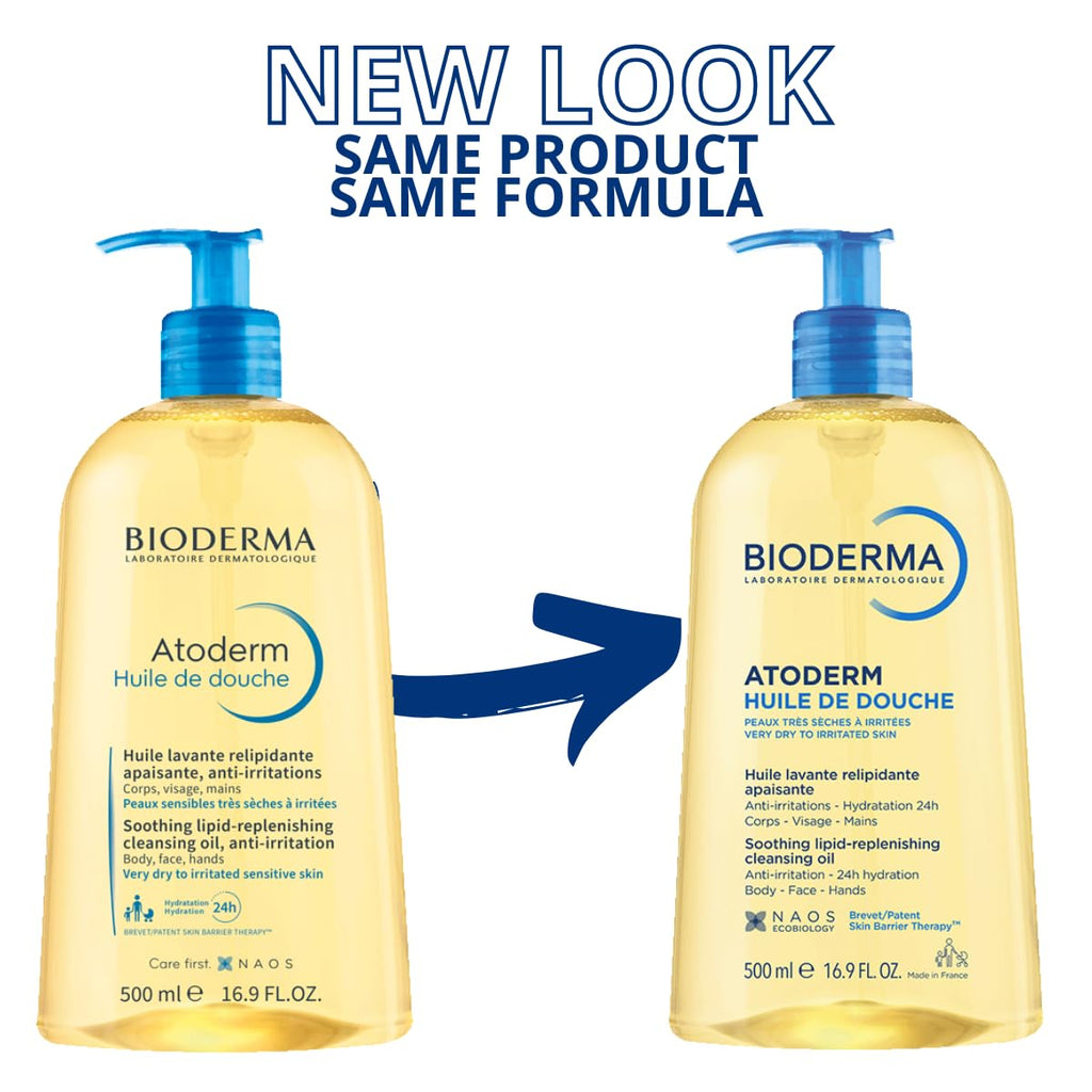 Bioderma Atoderm Shower Oil, Cleansing Oil For Face & Body, Nourishing Cleansing Oil For Dry to Atopic Sensitive Skin For Softer & Smooth Skin For Your Whole Family