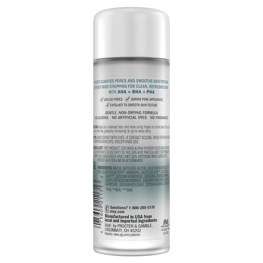 Olay Gentle Exfoliating Toner, Fragrance Free, 4.1 fl oz, Pore Treatment Face Cleanser Unclogs and Diminishes the Appearance of Pores