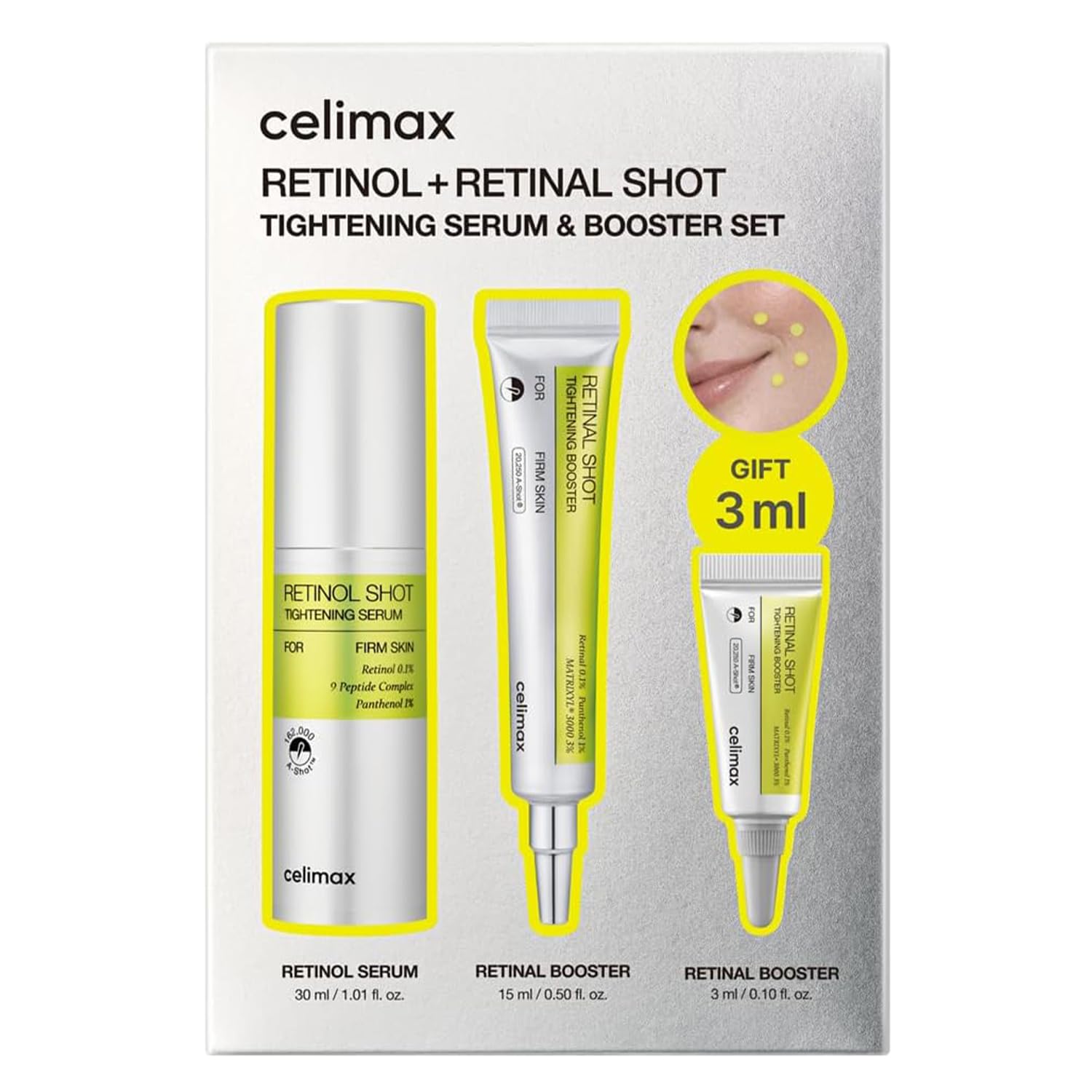 celimax The Vita A Retinal Shot Tightening Booster | 0.1% Retinal, 3% Matryxyl, High-Strength Retinoid for Anti-Aging, Pore Minimizer, Wrinkles & Fine Lines, Firmer Skin