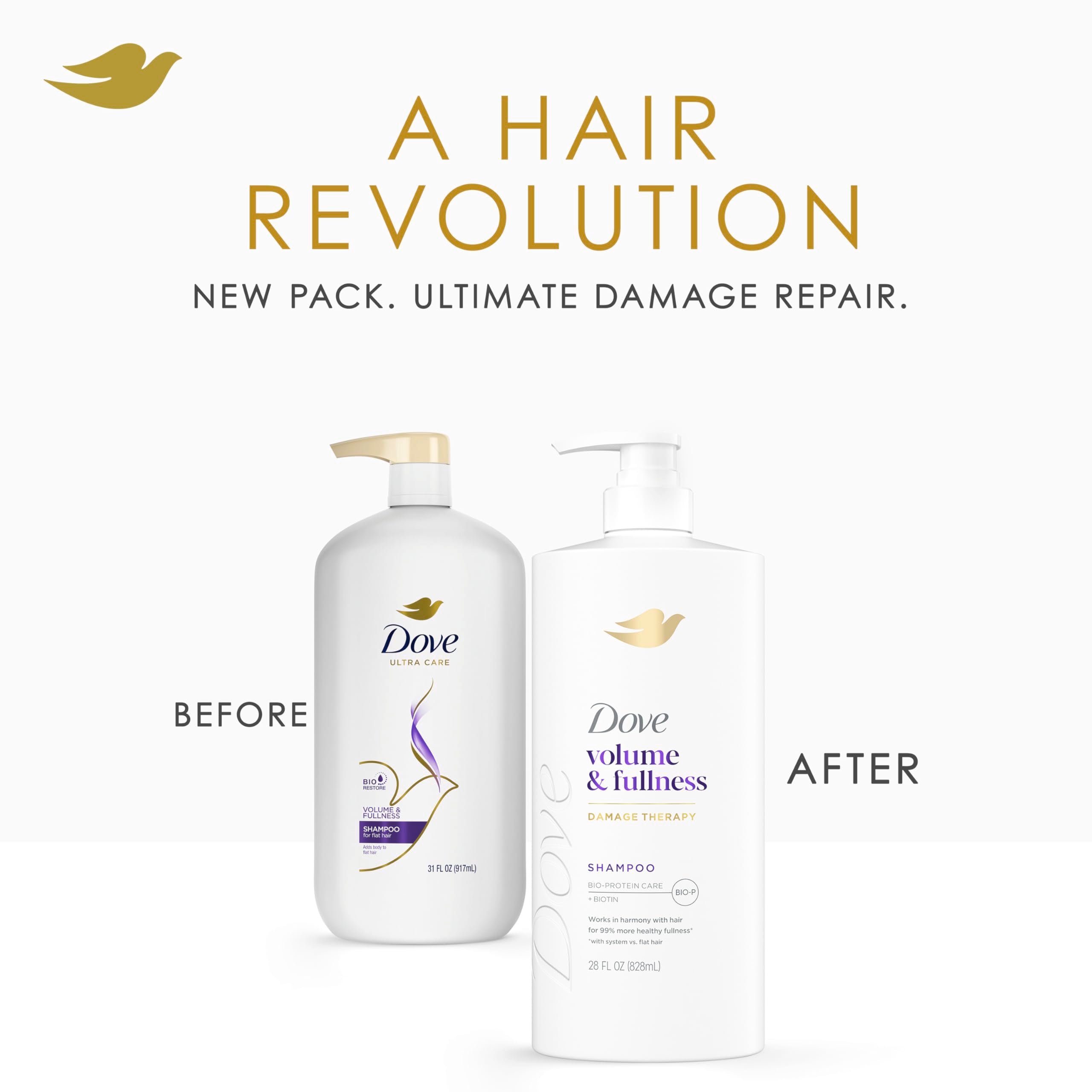 Dove Shampoo Volume & Fullness for Fine, Thin Hair with Bio-Protein Care Technology and Biotin 28 Fl Oz