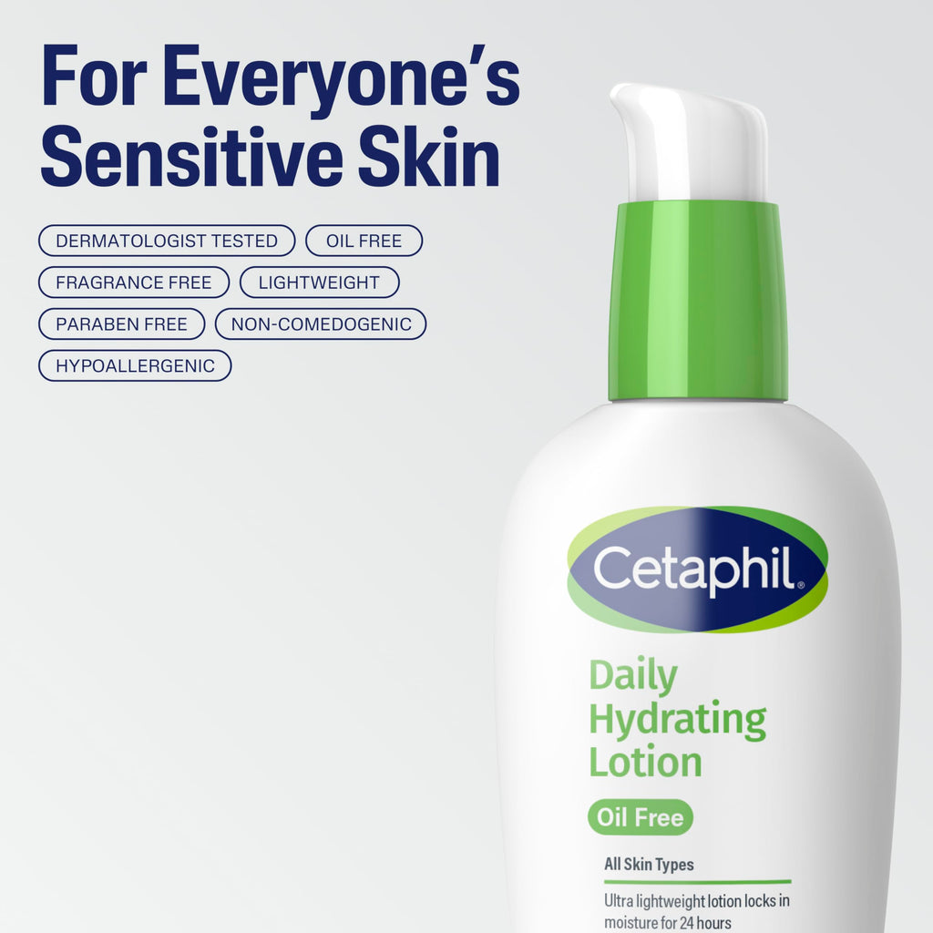 Cetaphil Daily Hydrating Lotion for Face, With Hyaluronic Acid, 3 fl oz, Lasting 24 Hour Hydration, for Combination Skin, No Added Fragrance, Non-Comedogenic, Pack of 3