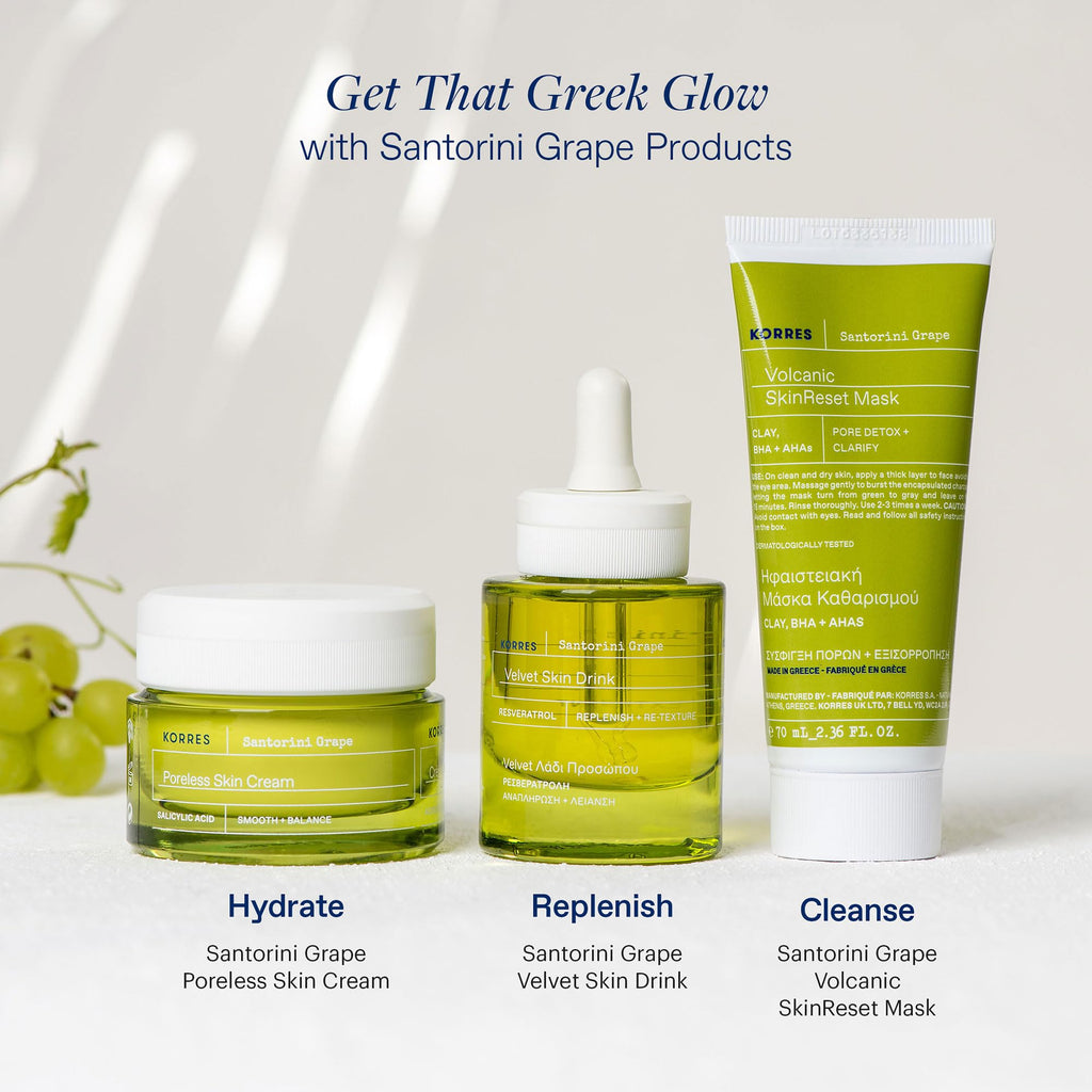KORRES Santorini Grape Velvet Skin Drink, Hydrating Serum with Resveratrol, Grape Extract and Grape Seed Oil for Skin Care, Antioxidant Rich Face Oil to Support Smooth and Replenished Skin