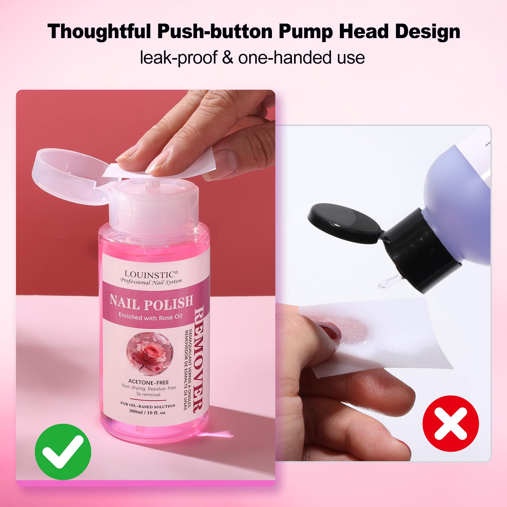 300ml Press Pump Nail Polish Remover Kit for Gel & Regular Polish