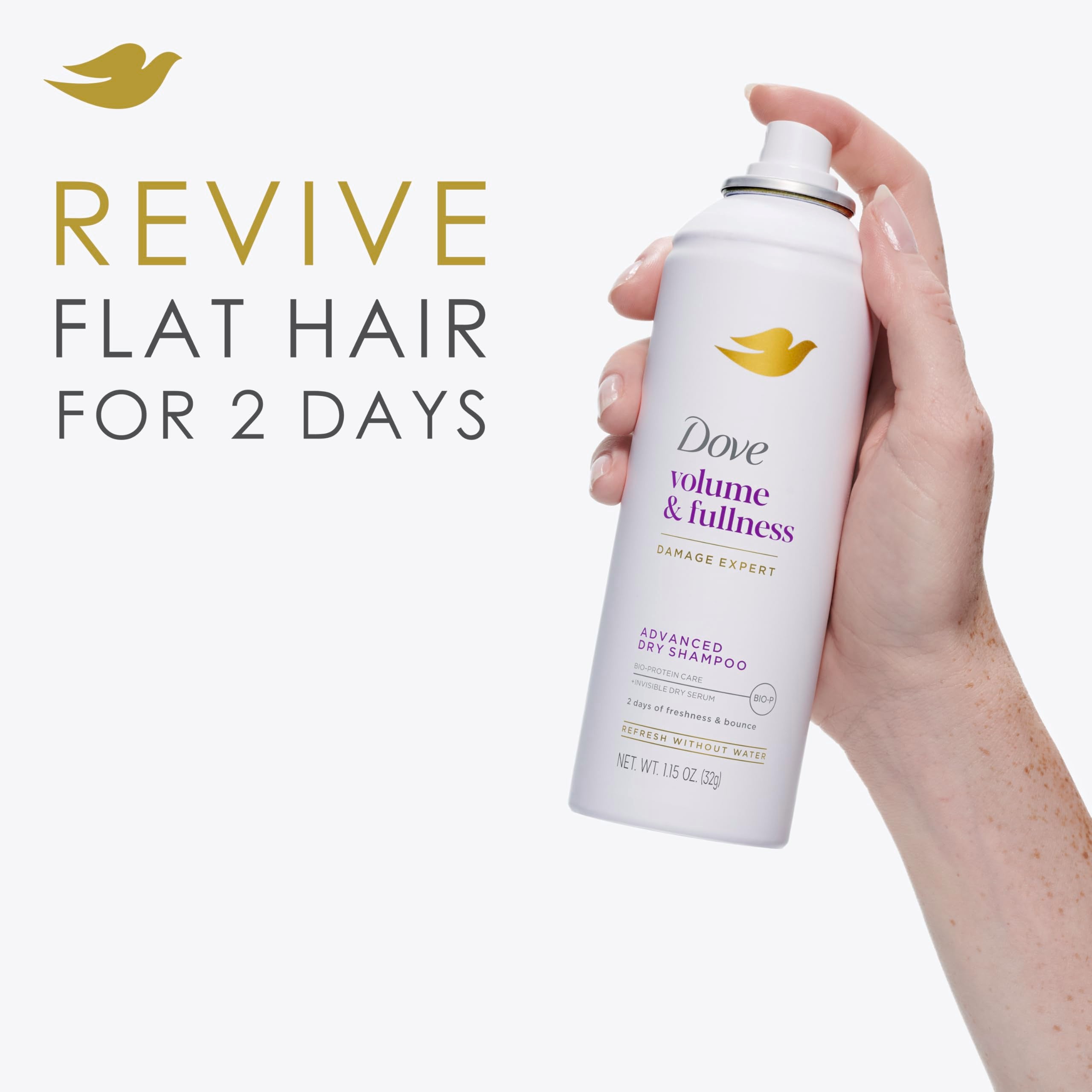 Dove Advanced Dry Shampoo 2 Count Refresh & Revive Flat Hair Without Water Volume & Fullness for 2 Days of Freshness & Bounce 5 oz