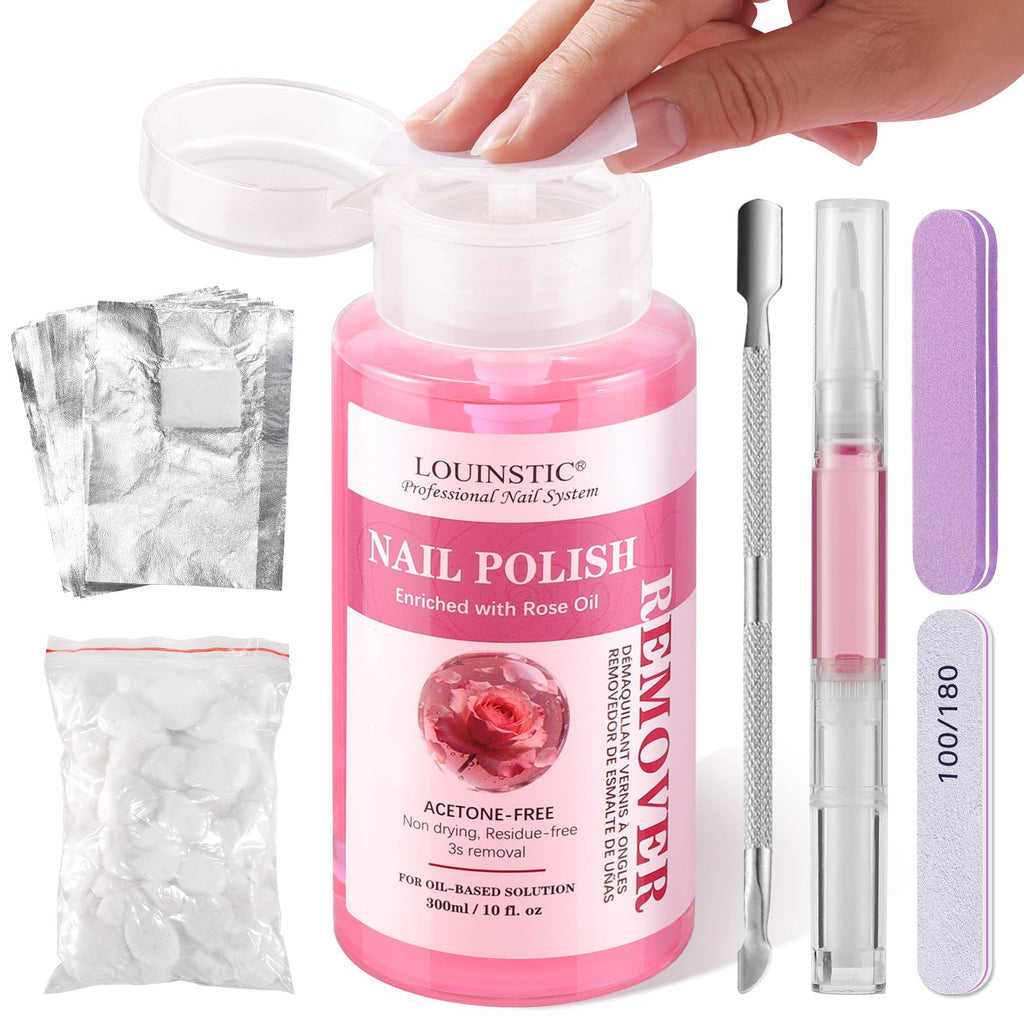 300ml Press Pump Nail Polish Remover Kit for Gel & Regular Polish