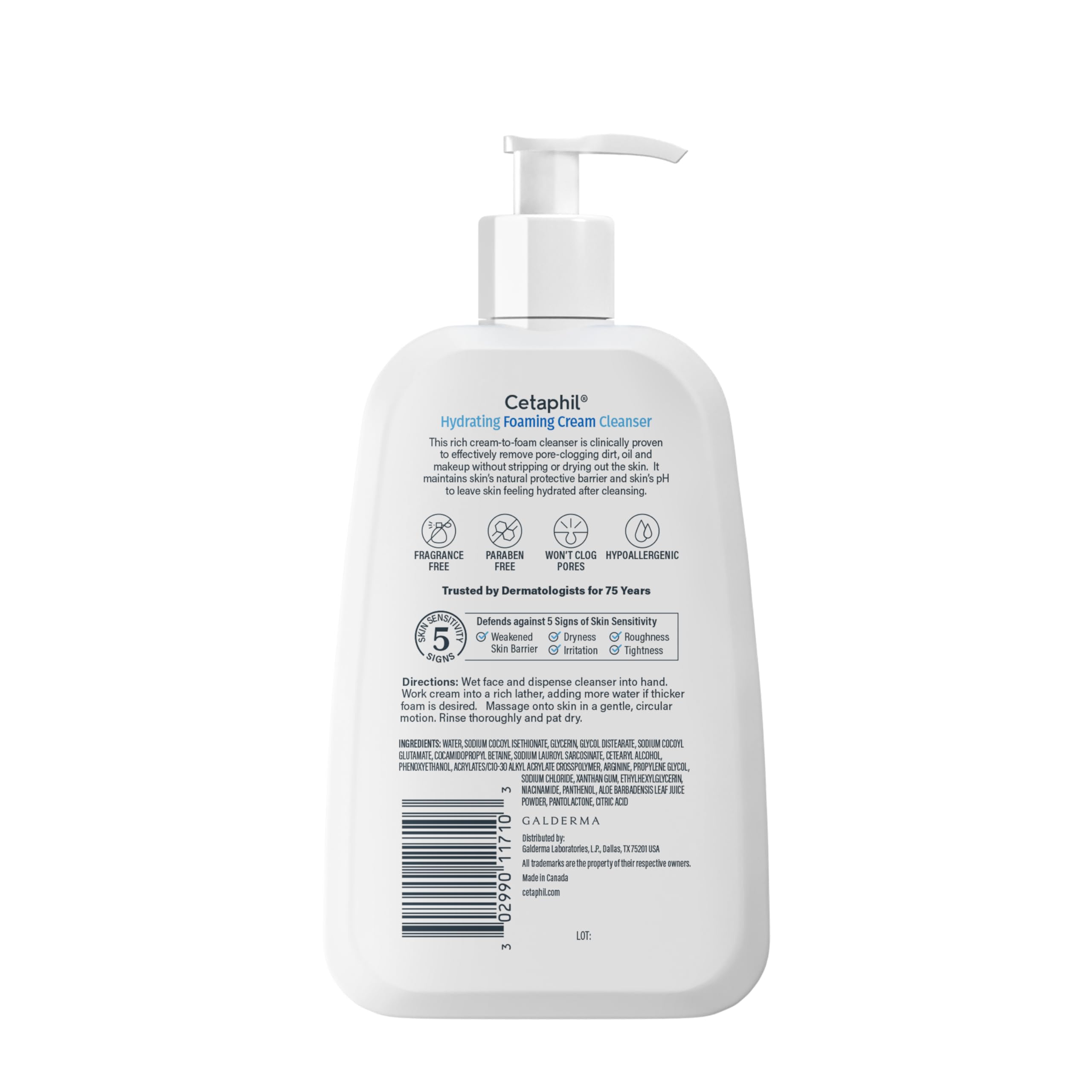 CETAPHIL Dry To Normal Sensitive Wash Bottle Face Glycerin Vitamin B5 B3 Prebiotic Aloe