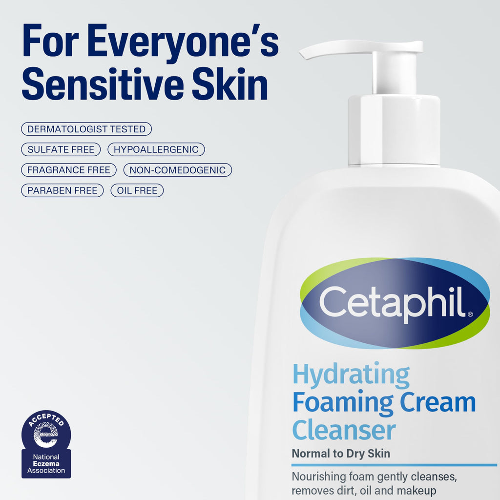 CETAPHIL Dry To Normal Sensitive Wash Bottle Face Glycerin Vitamin B5 B3 Prebiotic Aloe