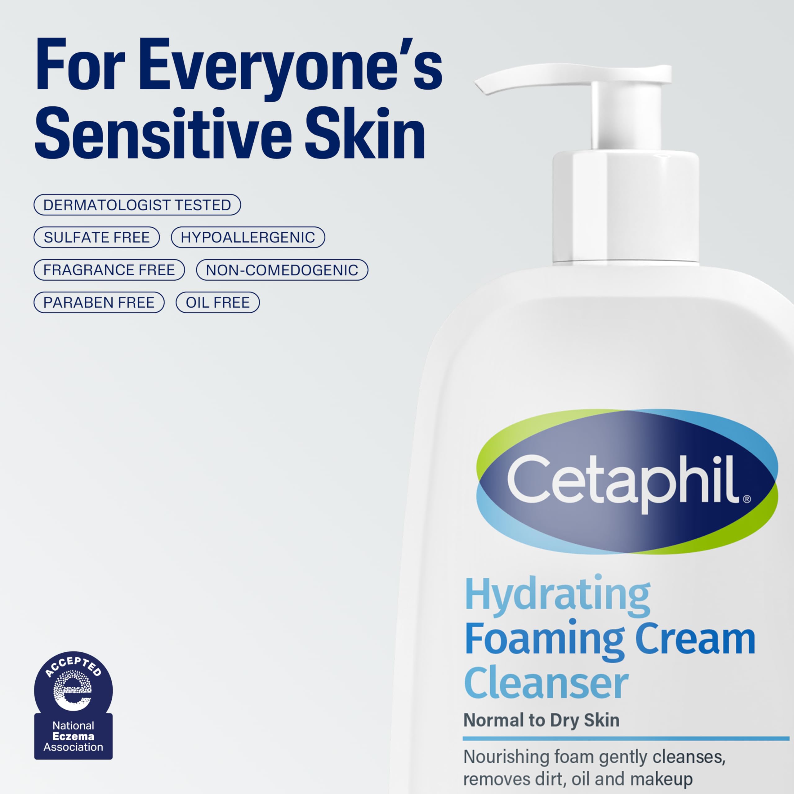 CETAPHIL Dry To Normal Sensitive Wash Bottle Face Glycerin Vitamin B5 B3 Prebiotic Aloe