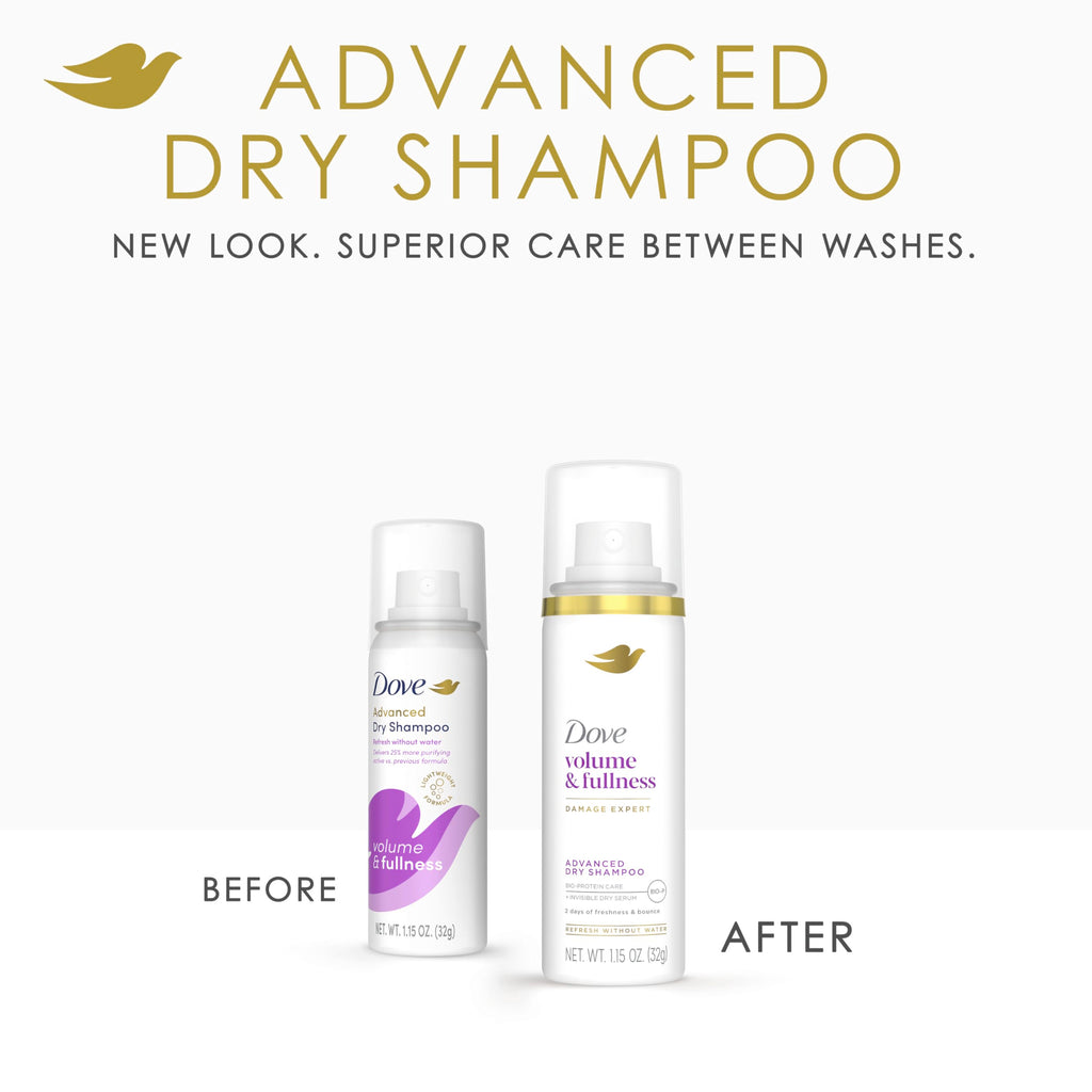Dove Advanced Dry Shampoo 2 Count Refresh & Revive Flat Hair Without Water Volume & Fullness for 2 Days of Freshness & Bounce 5 oz
