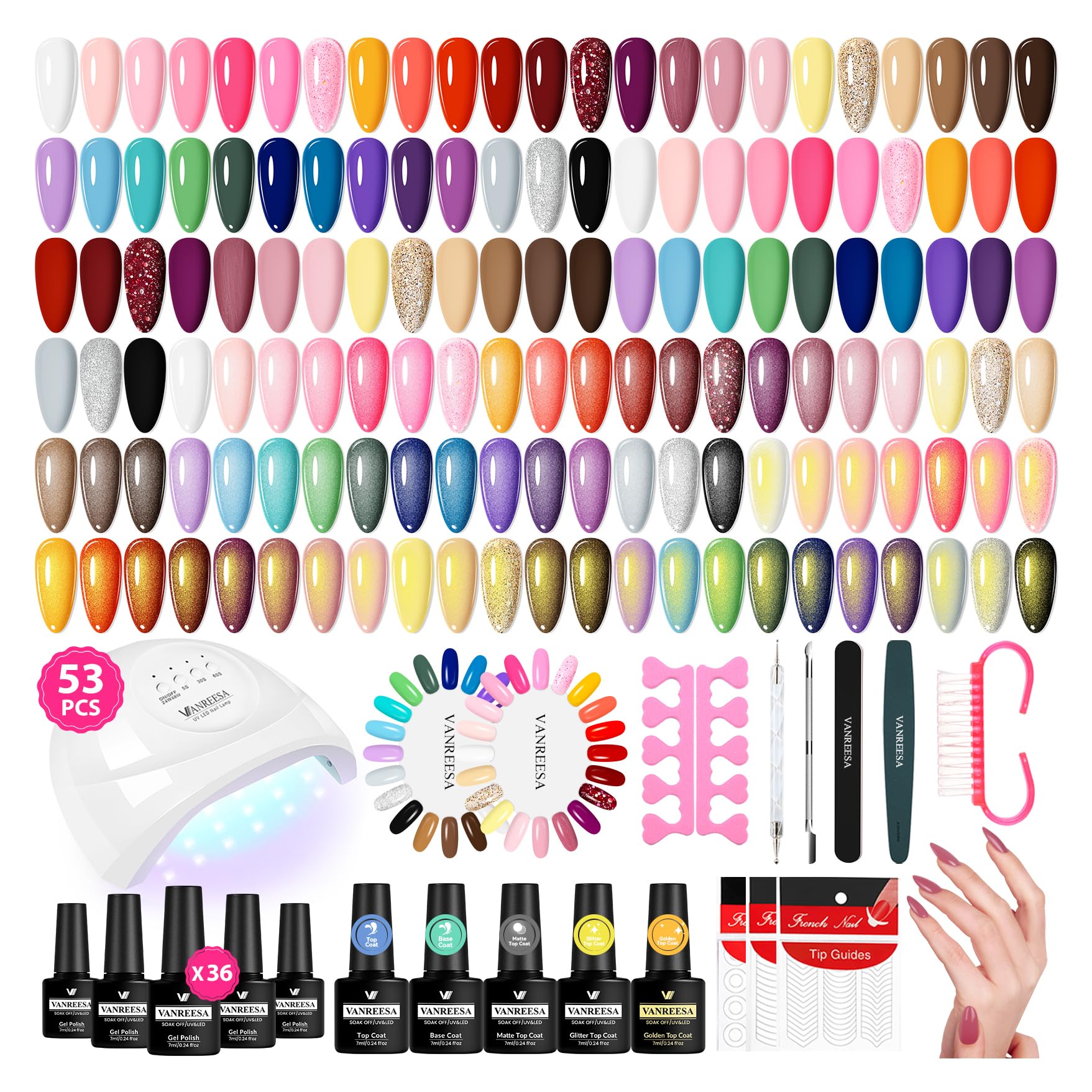 VANREESA 55-Color Gel Nail Polish Set for Women