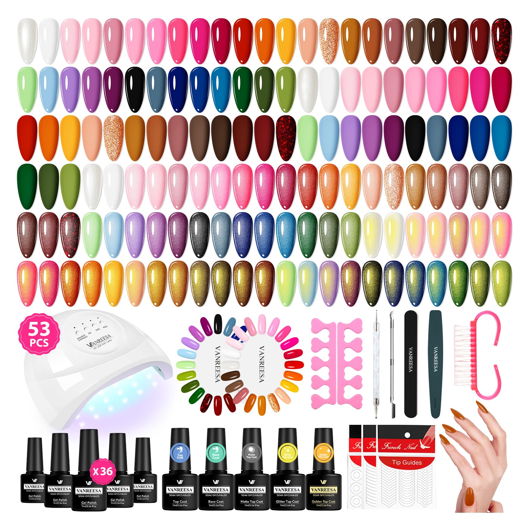 VANREESA 55-Color Gel Nail Polish Set for Women