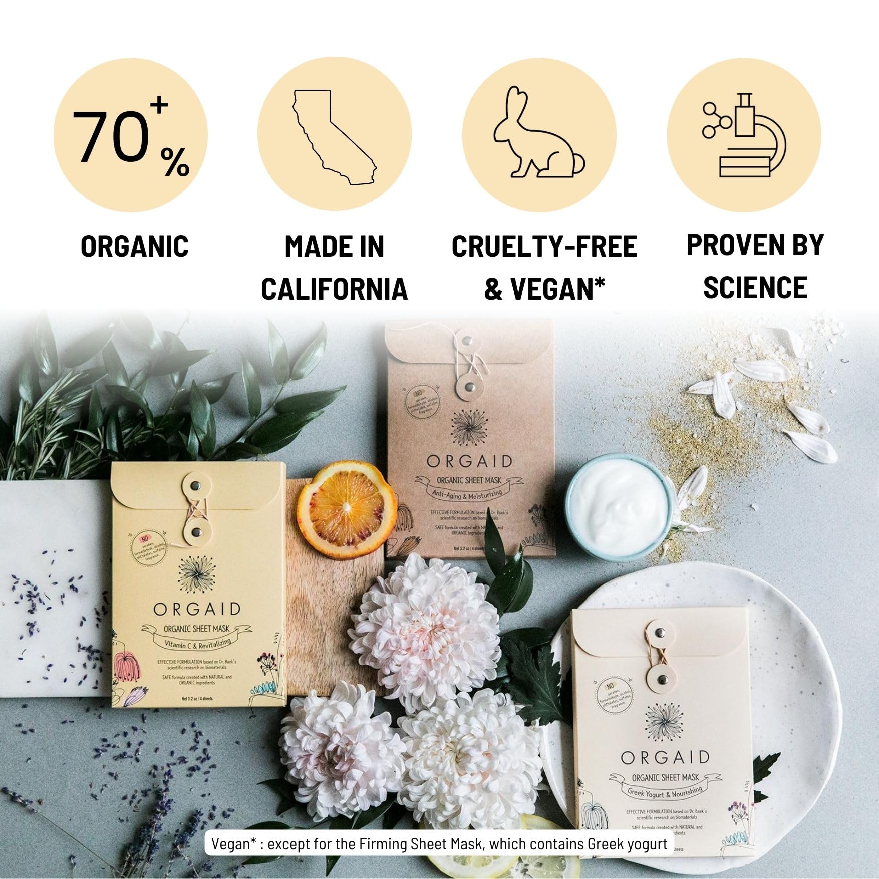 ORGAID Organic Sheet Mask | Made in USA (pack of 4)
