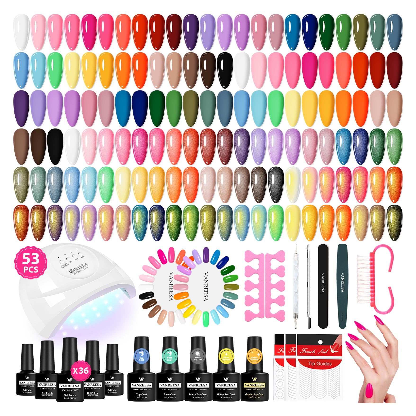 VANREESA 55-Color Gel Nail Polish Set for Women