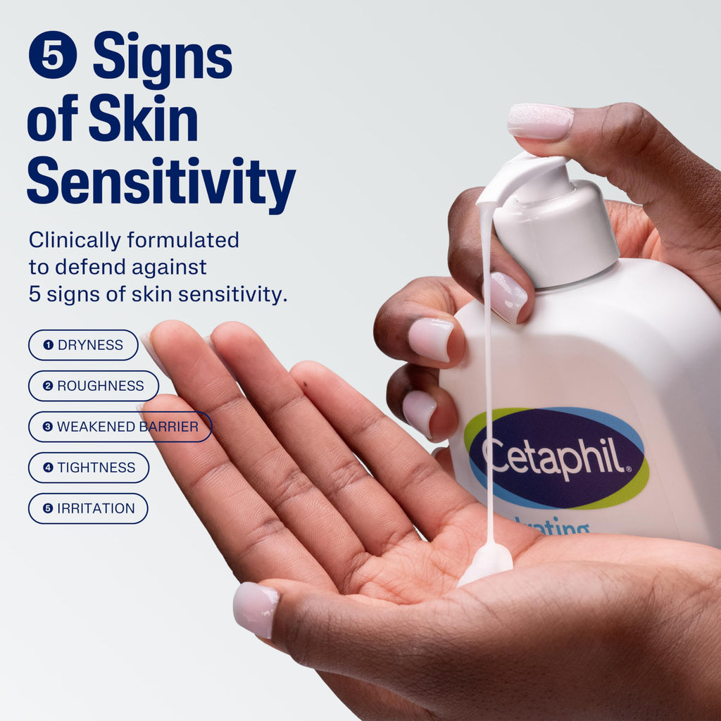 CETAPHIL Dry To Normal Sensitive Wash Bottle Face Glycerin Vitamin B5 B3 Prebiotic Aloe