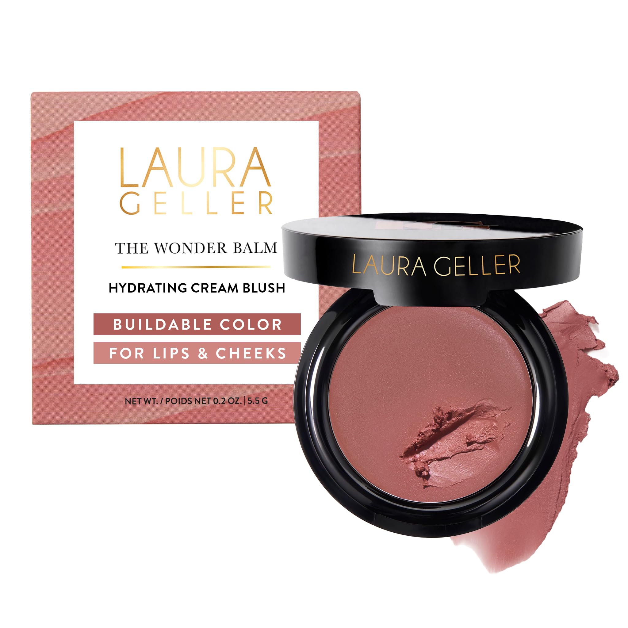 LAURA GELLER NEW YORK The Wonder Balm Cream Blush – Hydrating Multi-Use Cheek & Lip Color – Squalane & Sunflower Oil – Lightweight, Buildable Sheer Glow – For Mature & Dry Skin – Vegan