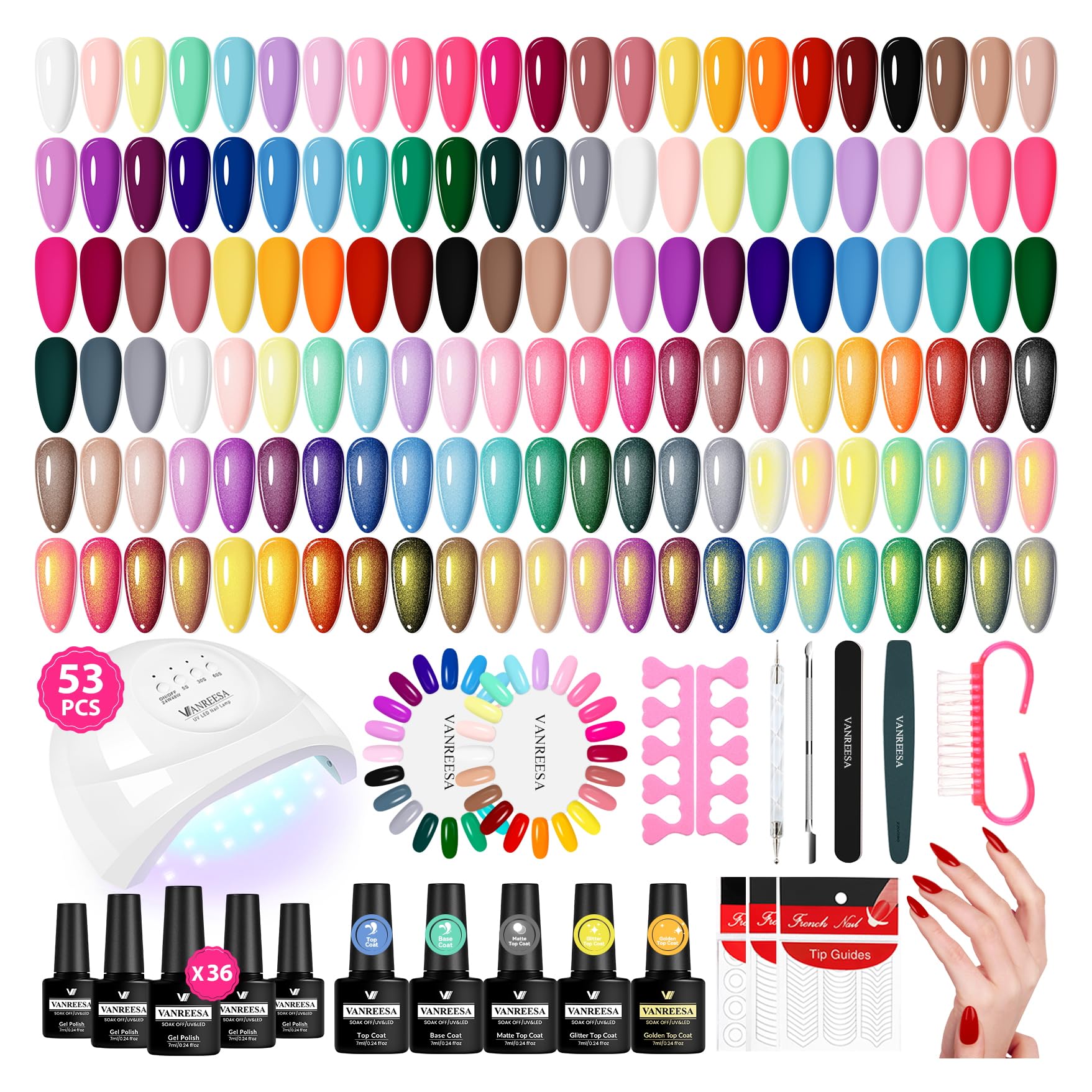 VANREESA 55-Color Gel Nail Polish Set for Women