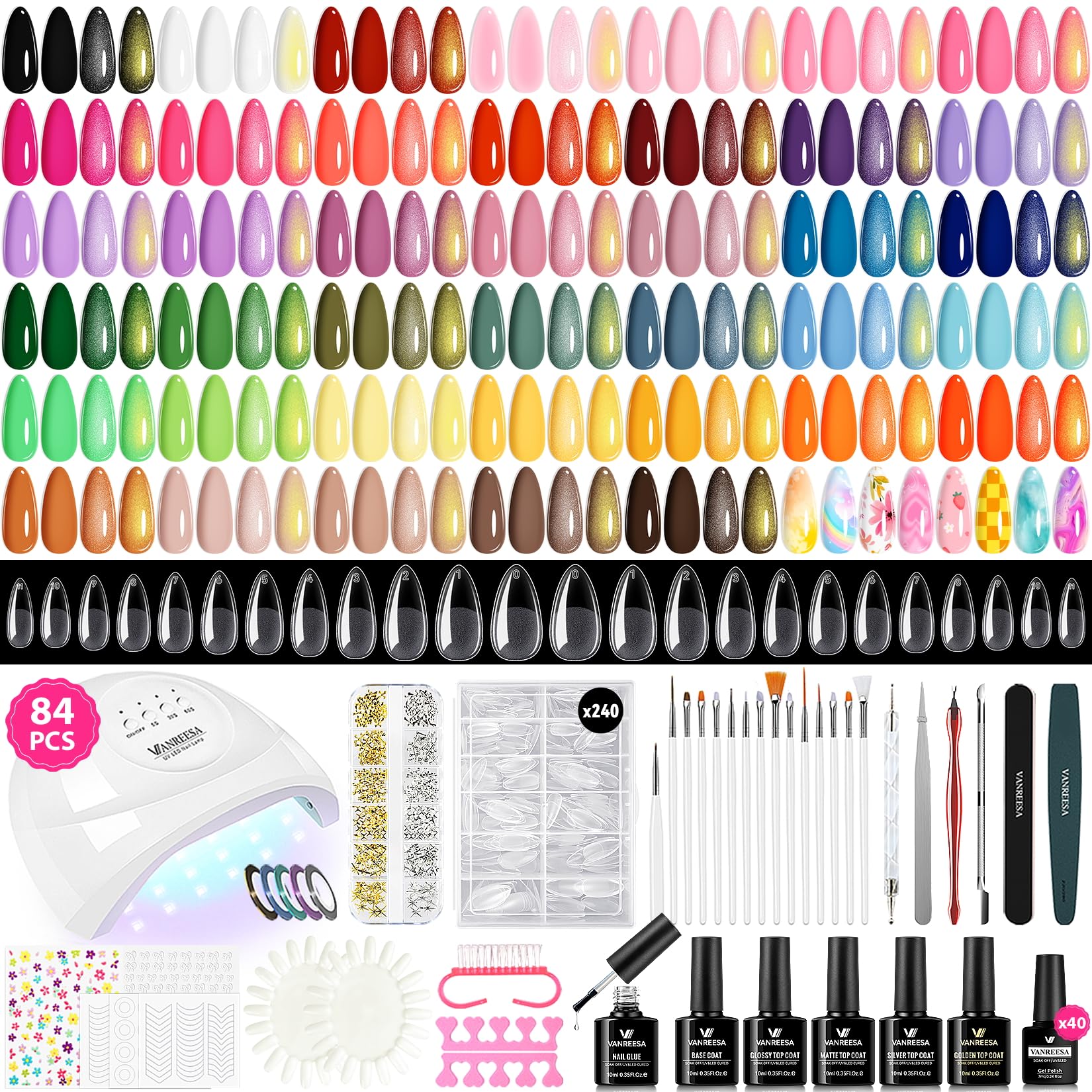 VANREESA 55-Color Gel Nail Polish Set for Women
