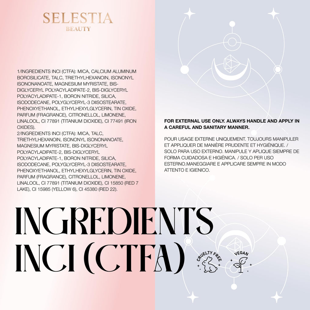 SELESTIA BEAUTY Powder Highlighter Makeup – Divine V – Radiant Glow for All Skin Tones, Easy-to-Apply, 0.53 oz