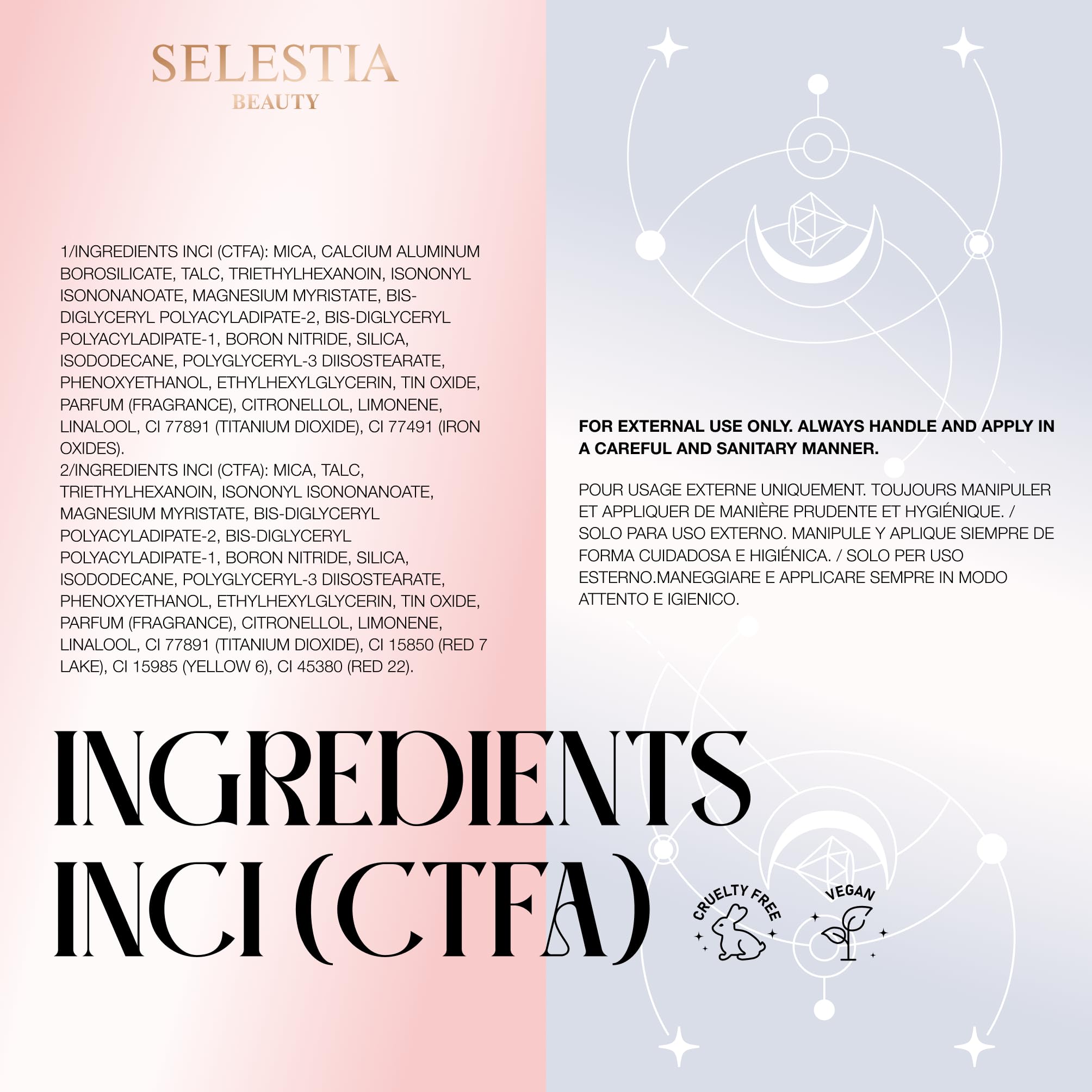 SELESTIA BEAUTY Powder Highlighter Makeup – Divine V – Radiant Glow for All Skin Tones, Easy-to-Apply, 0.53 oz