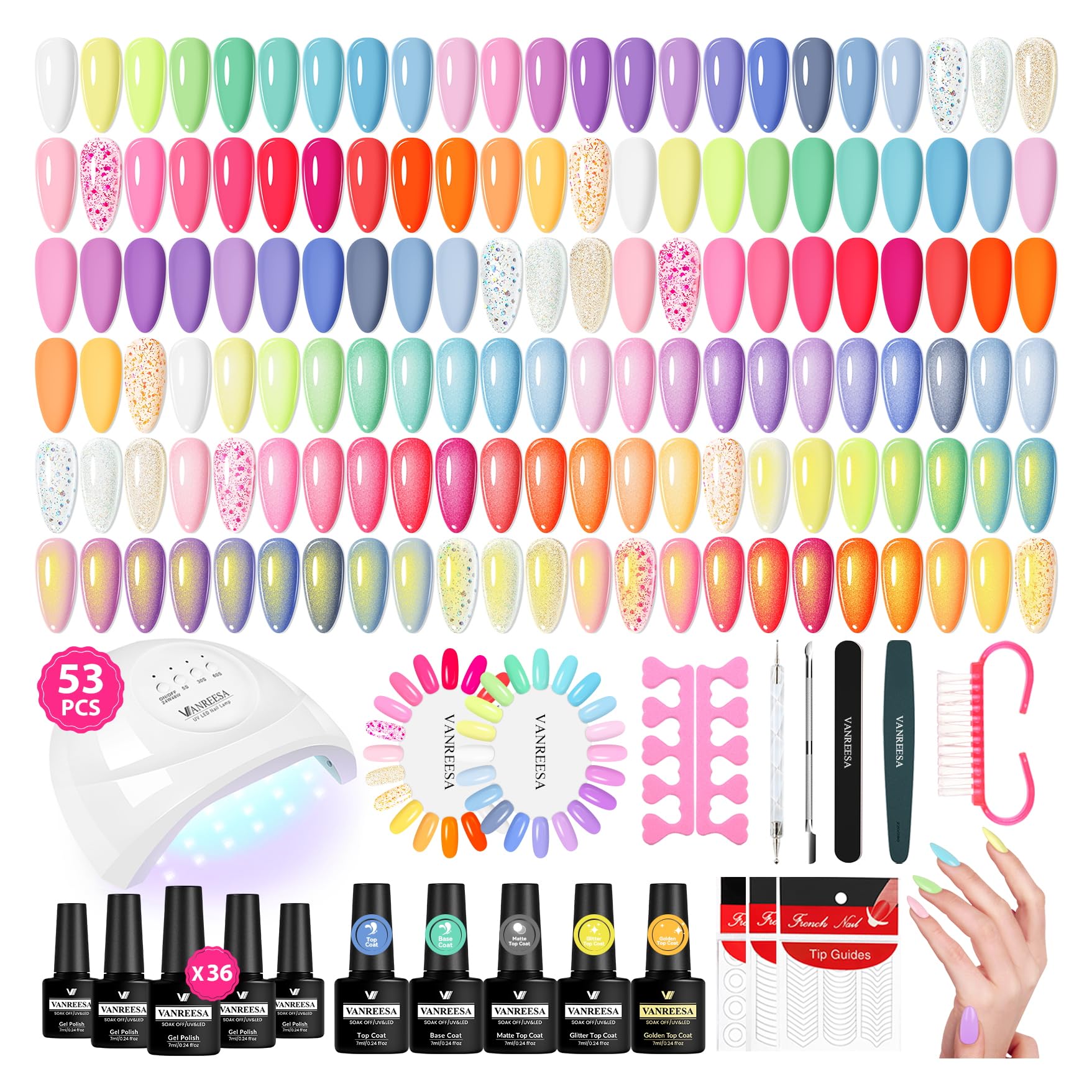 VANREESA 55-Color Gel Nail Polish Set for Women