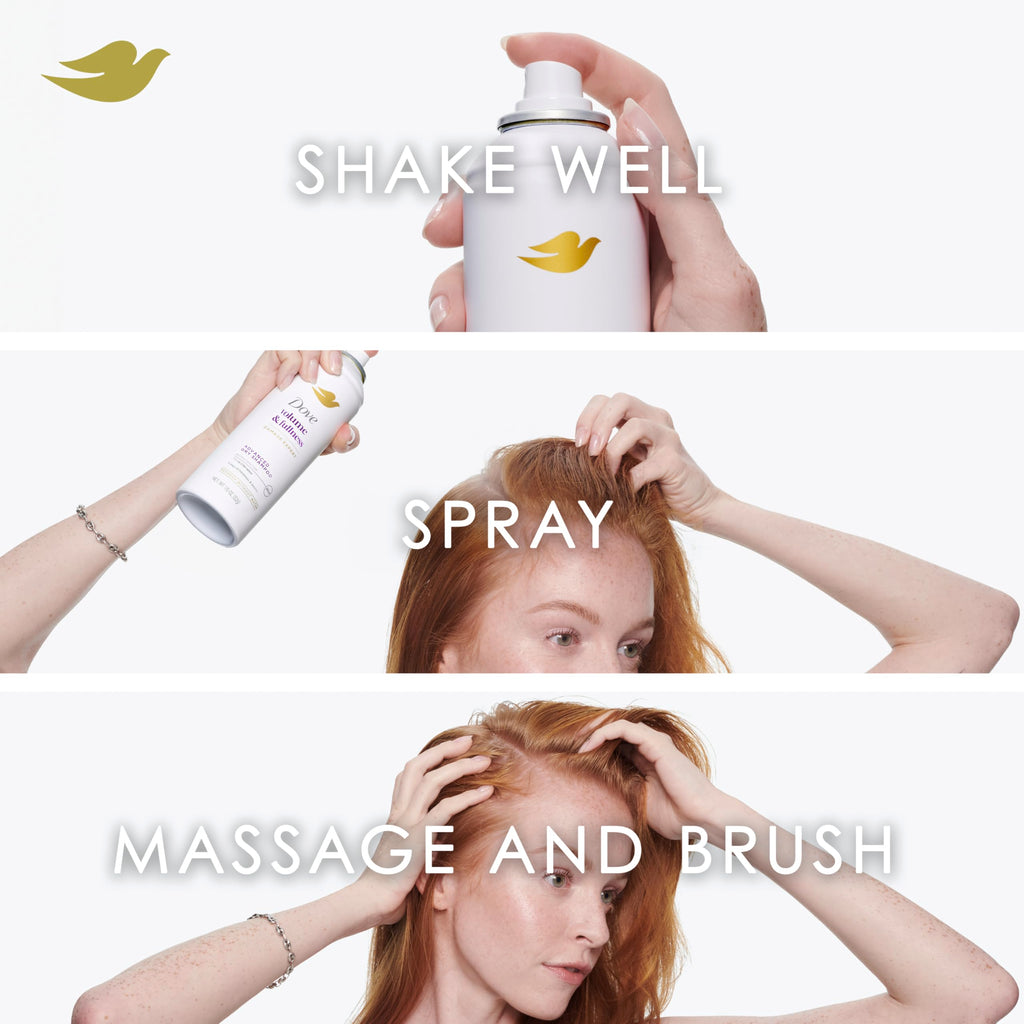 Dove Advanced Dry Shampoo 2 Count Refresh & Revive Flat Hair Without Water Volume & Fullness for 2 Days of Freshness & Bounce 5 oz